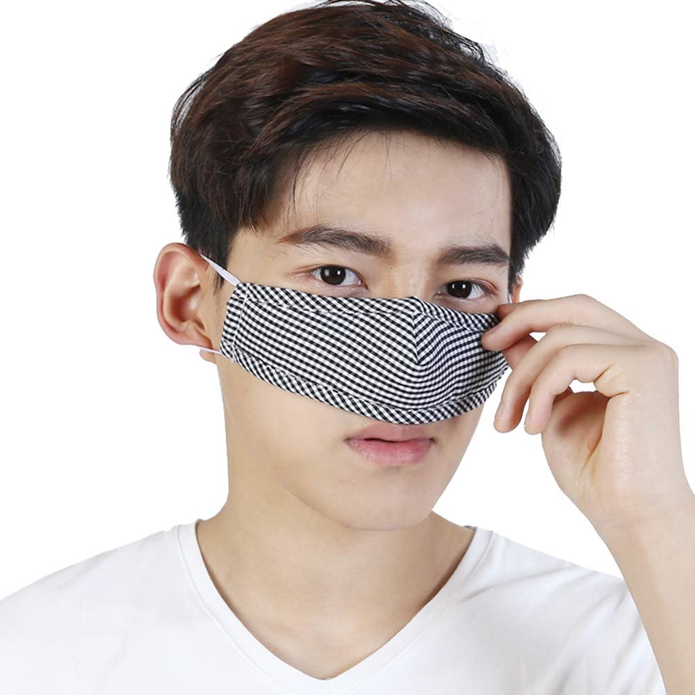WEONEDREAM Nose Warmer Cotton Plaid Nose Cover Winter Nose Warmers for Men Women Dust Mask Anti Pollen Air Conditioning Cold Nose Dry Sleep Wool Nose Mask (Black)