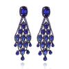 Women's Descending Marquise Droplets Cascade Gala Drop Clip On Earrings in Royal Blue view 1