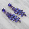 Women's Descending Marquise Droplets Cascade Gala Drop Clip On Earrings in Royal Blue view 2