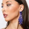 Women's Descending Marquise Droplets Cascade Gala Drop Clip On Earrings in Royal Blue view 3