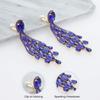 Women's Descending Marquise Droplets Cascade Gala Drop Clip On Earrings in Royal Blue view 4