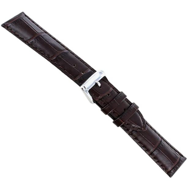 18mm Milano Dark Brown Genuine Leather Alligator Grain Mens Watch Band