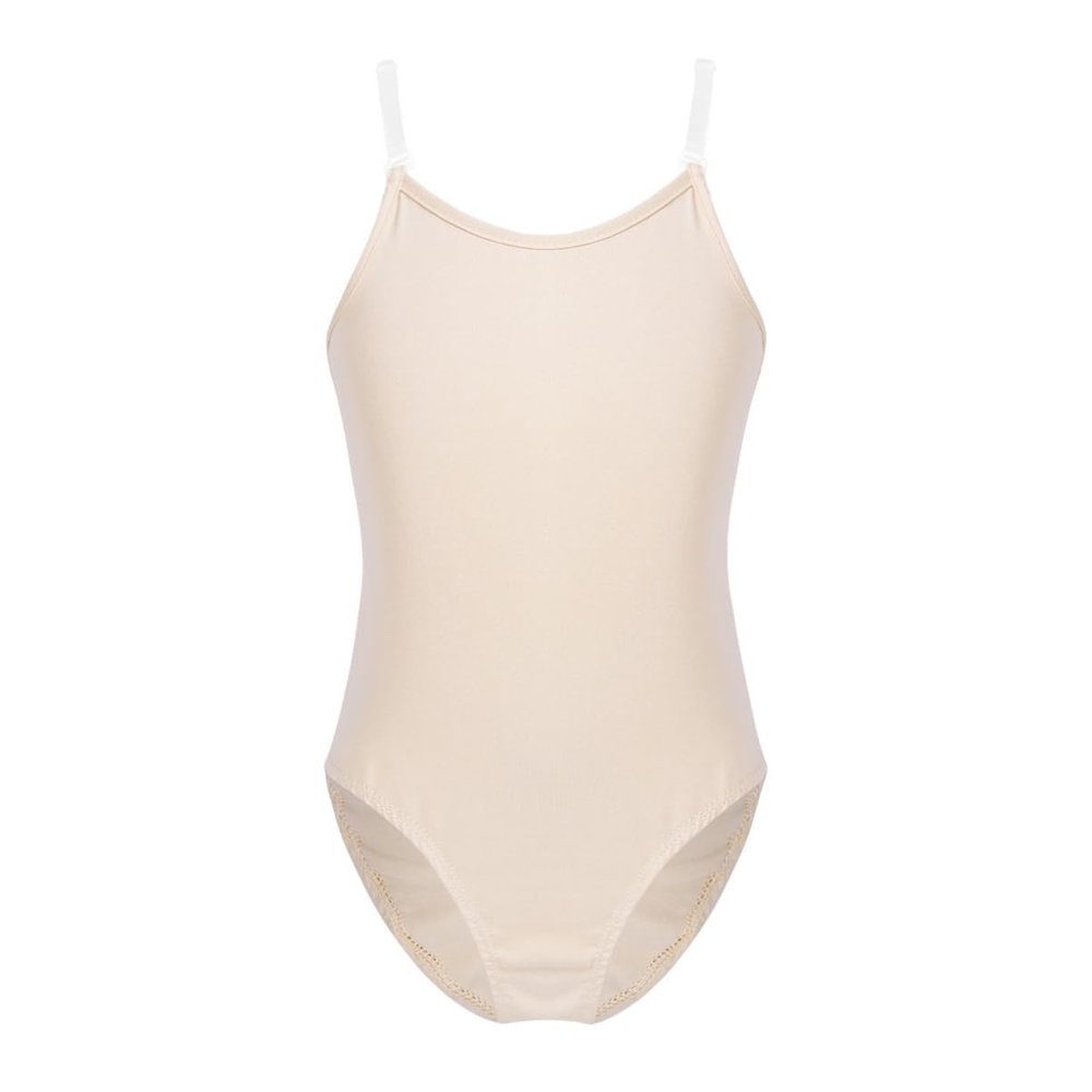 Alvivi Big Girls' Spaghetti Straps Camisole Ballet Dance Gymnastics Undergarment Leotard Underwear with Adjustable Straps Nude(Clear Straps 10 Years