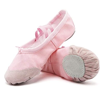 DoGeek Ballet Shoes for Girls Practise Ballet Slipper Dance Shoe Canvas Split Sole Ballet Shoes for Women Kids Toddlers(Pink)