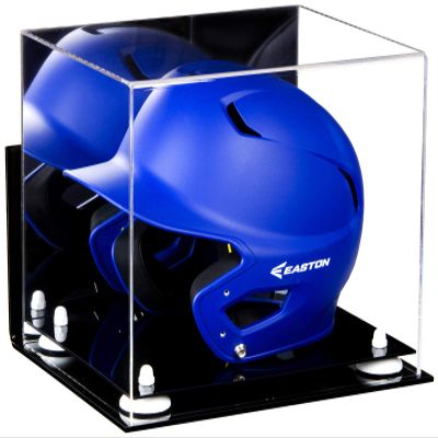 Acrylic Display Case for Baseball Batting Helmet Premium Baseball Display Case with Black Base and Polished Edges Durable Display Cases for Collectibles .Dim: 12.25" L x 10" W x 10.5" H (A012-WR)