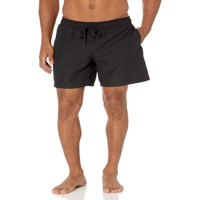 Amazon Essentials Men's Swim Trunks with Mesh Lining, Pockets, Drawstring Closure, Black, Medium