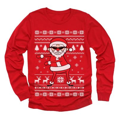 Tstars Santa Floss Funny Sweatshirt Ugly Christmas Kids Toddler Long Sleeve T-Shirt 3T Red