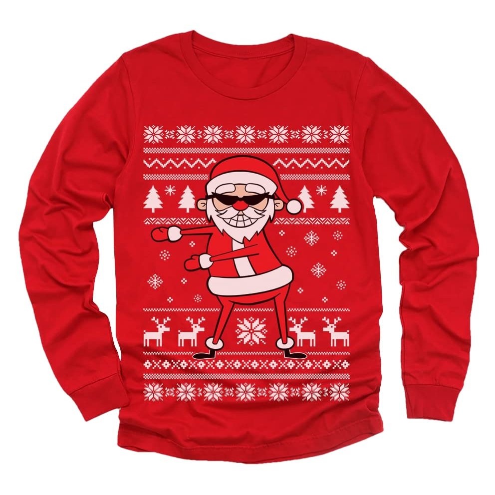 Tstars Santa Floss Funny Sweatshirt Ugly Christmas Kids Toddler Long Sleeve T-Shirt 3T Red