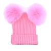 Winter Fedora Hats Crochet Beret Cloche Cap Hat with Poms Bucket Hats for Girls Pink view 1