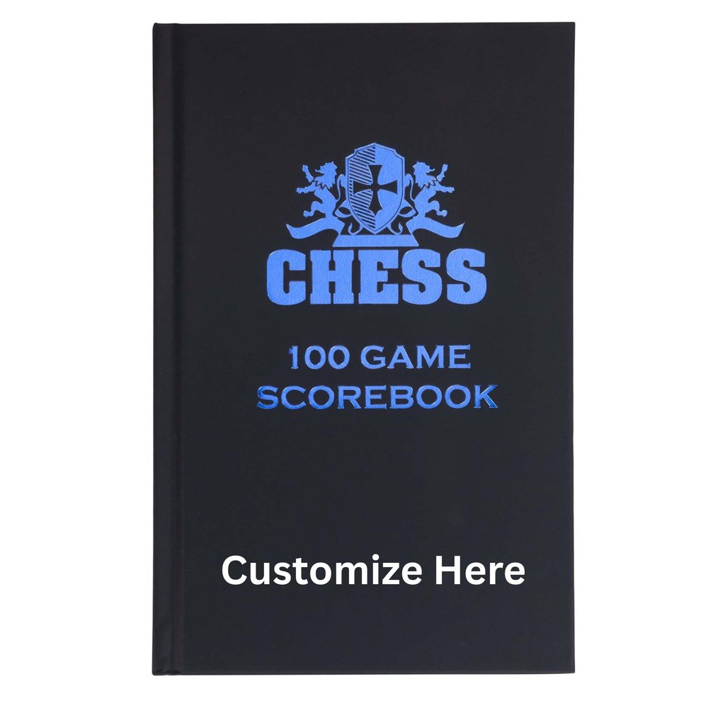 WE Games Custom Hardcover Chess Notation Scorebook, Black, 100 Pages, Ideal for Clubs & Tournaments