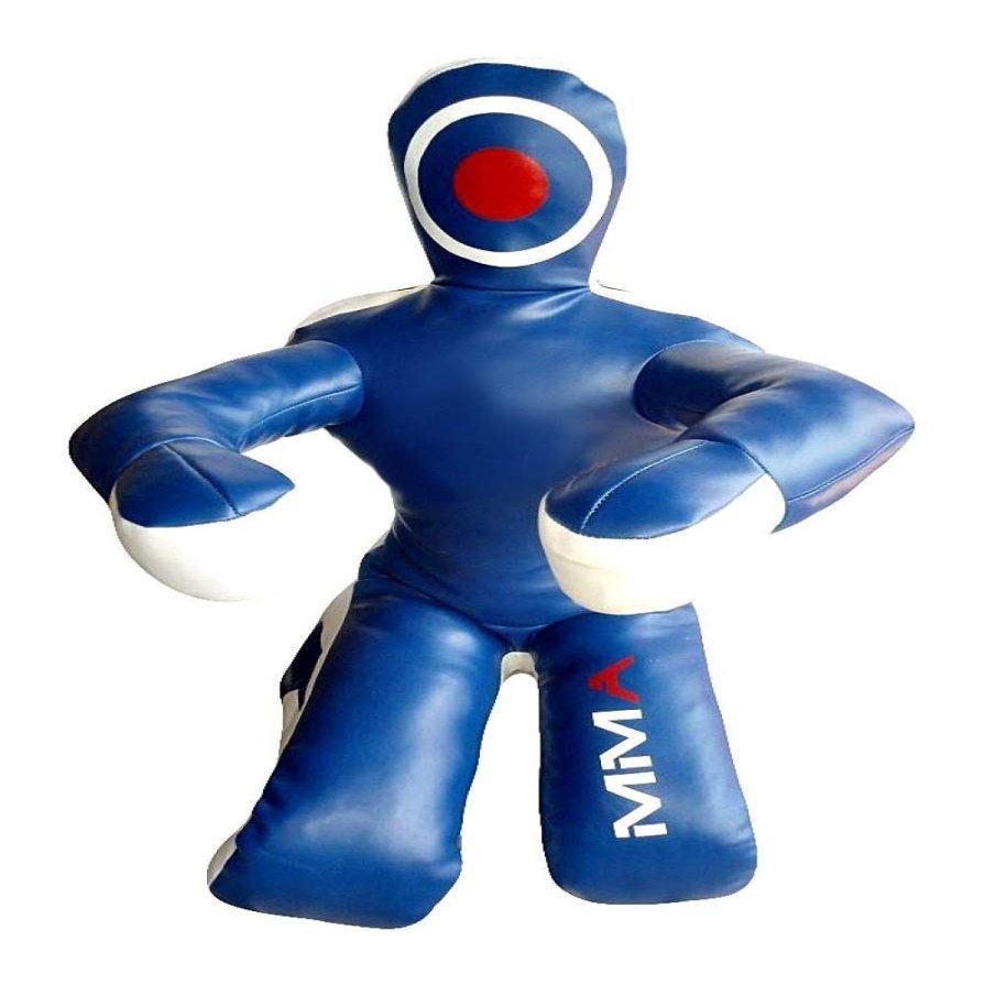 LEATHERAY MMA Martial Arts Brazilian Grappling Dummy Jiu Jitsu Punching Bag Sitting Position Blue Canvas- 59 inches-