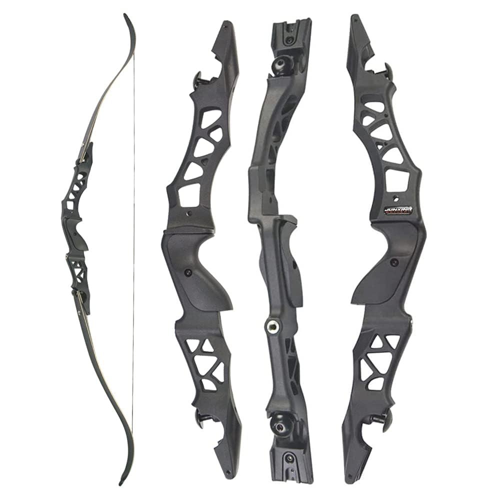 64 Inch Takedown Recurve Bow Hunting Bow 30-50lbs Long Bow Right Handed ILF Bow Riser with Carbon Arrows for Adult Shooting Target Practice (Black Bow Only, 40lbs)