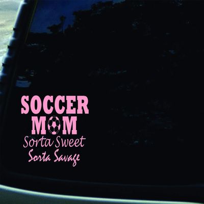 6" X 4" Soccer Mom Sorta Sweet Sorta Savage Pink Funny Vinyl DIE Cut Decal for Your car, Truck, Window, Laptop, MacBook, or Any Other Smooth Surface
