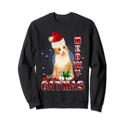 Cat Merry Christmas Funny Meowy Catmas Sweat Shirt