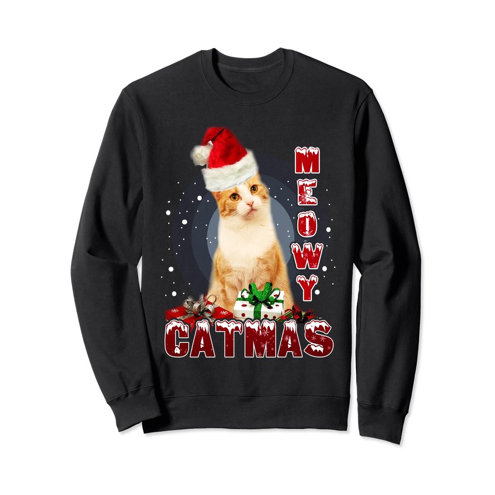 Cat Merry Christmas Funny Meowy Catmas Sweat Shirt