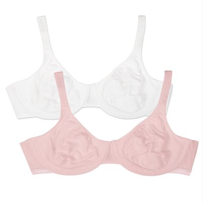 Fruit of the Loom Women's Unlined Underwire Bra(Pack of 2) Bra, Bittersweet Pink/White, 42D