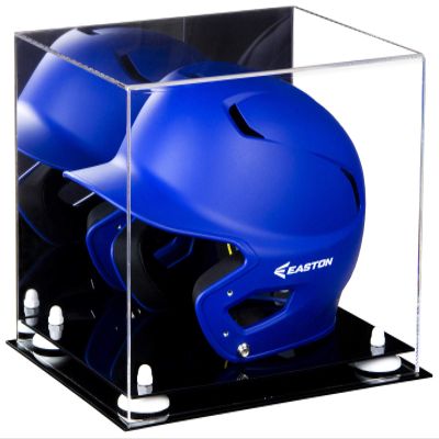 Acrylic Display Case for Baseball Batting Helmet Premium Baseball Display Case with Black Base and Polished Edges Durable Display Cases for Collectibles .Dim: 12.25" L x 10" W x 10.5" H (A012-WR)