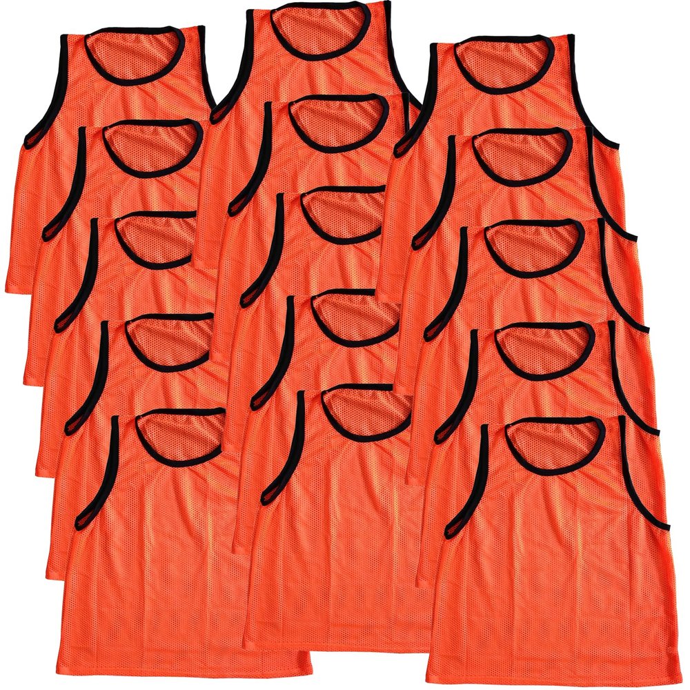 BlueDot Trading Youth Boys Girls Sports Scrimmage Pinnies Training Vest for team practice for Soccer, Lacrosse, and more, Orange, Quantity 24 Pack