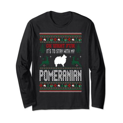 What Fun Stay With Pomeranian Christmas Ugly Sweater Gift