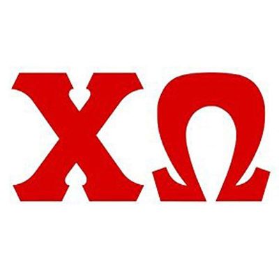 Chi Omega Chi O Big Greek Letter Window Sticker Decal 12 Inches Red