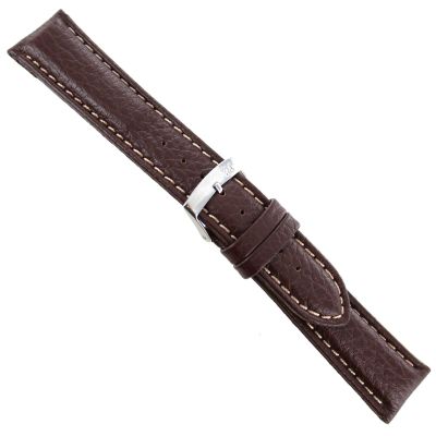 18mm Morellato Forest Padded Genuine Leather Brown White Stitch Watch Band 2987