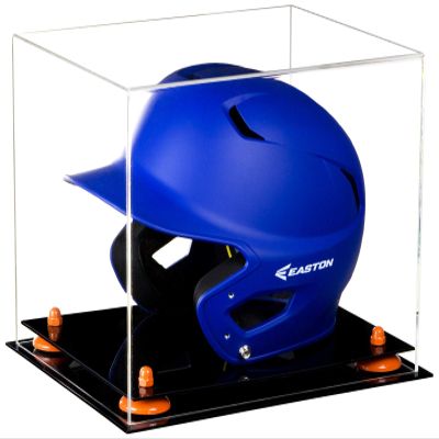 Acrylic Display Case for Baseball Batting Helmet Premium Baseball Display Case with Black Base and Polished Edges Durable Display Cases for Collectibles .Dim: 12.25" L x 10" W x 10.5" H (A012-OR)