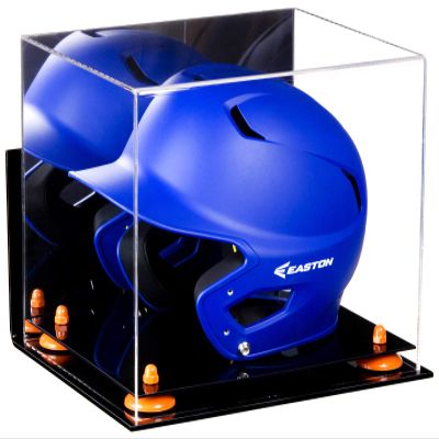 Acrylic Display Case for Baseball Batting Helmet Premium Baseball Display Case with Black Base and Polished Edges Durable Display Cases for Collectibles .Dim: 12.25" L x 10" W x 10.5" H(A012-OR)