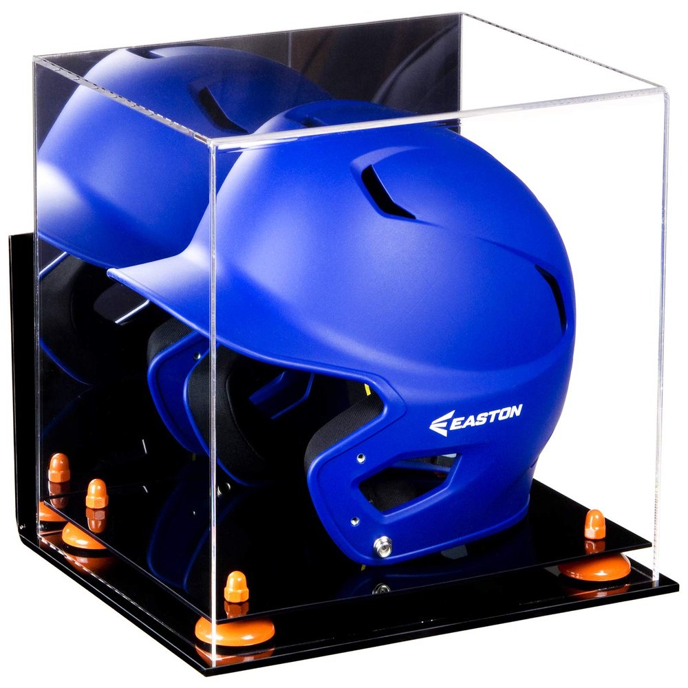 Acrylic Display Case for Baseball Batting Helmet Premium Baseball Display Case with Black Base and Polished Edges Durable Display Cases for Collectibles .Dim: 12.25" L x 10" W x 10.5" H(A012-OR)