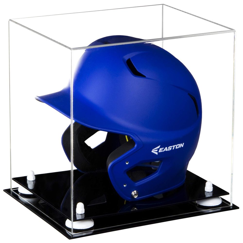 Acrylic Display Case for Baseball Batting Helmet Premium Baseball Display Case with Black Base and Polished Edges Durable Display Cases for Collectibles .Dim: 12.25" L x 10" W x 10.5" H (A012-WR)