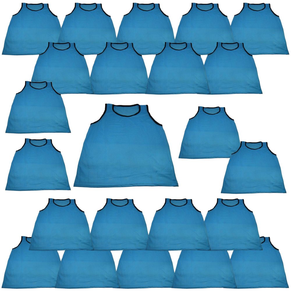 BlueDot Trading Youth Boys Girls Sports Scrimmage Pinnies Training Vest for Team Practice for Soccer, Lacrosse, and More, Light Blue, Quantity 24 Pack