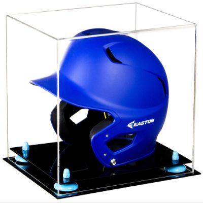 Acrylic Display Case for Baseball Batting Helmet Premium Baseball Display Case with Black Base and Polished Edges Durable Display Cases for Collectibles .Dim: 12.25" L x 10" W x 10.5" H (A012-BLR)