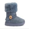 REDVOLUTION Kids Boots Toddler Girls Cute 2 Buttons || Rhinestone Faux Fur Suede Knitting Shoe (Toddler 8, 365 grey) view 1