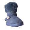 REDVOLUTION Kids Boots Toddler Girls Cute 2 Buttons || Rhinestone Faux Fur Suede Knitting Shoe (Toddler 8, 365 grey) view 2