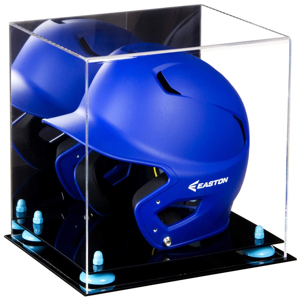 Acrylic Display Case for Baseball Batting Helmet Premium Baseball Display Case with Black Base and Polished Edges Durable Display Cases for Collectibles .Dim: 12.25" L x 10" W x 10.5" H (A012-BLR)
