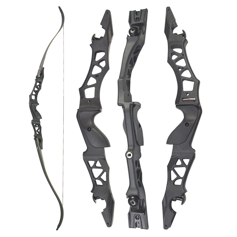 64 Inch Takedown Recurve Bow Hunting Bow 30-50lbs Long Bow Right Handed ILF Bow Riser with Carbon Arrows for Adult Shooting Target Practice (Black Bow Only, 30lbs)