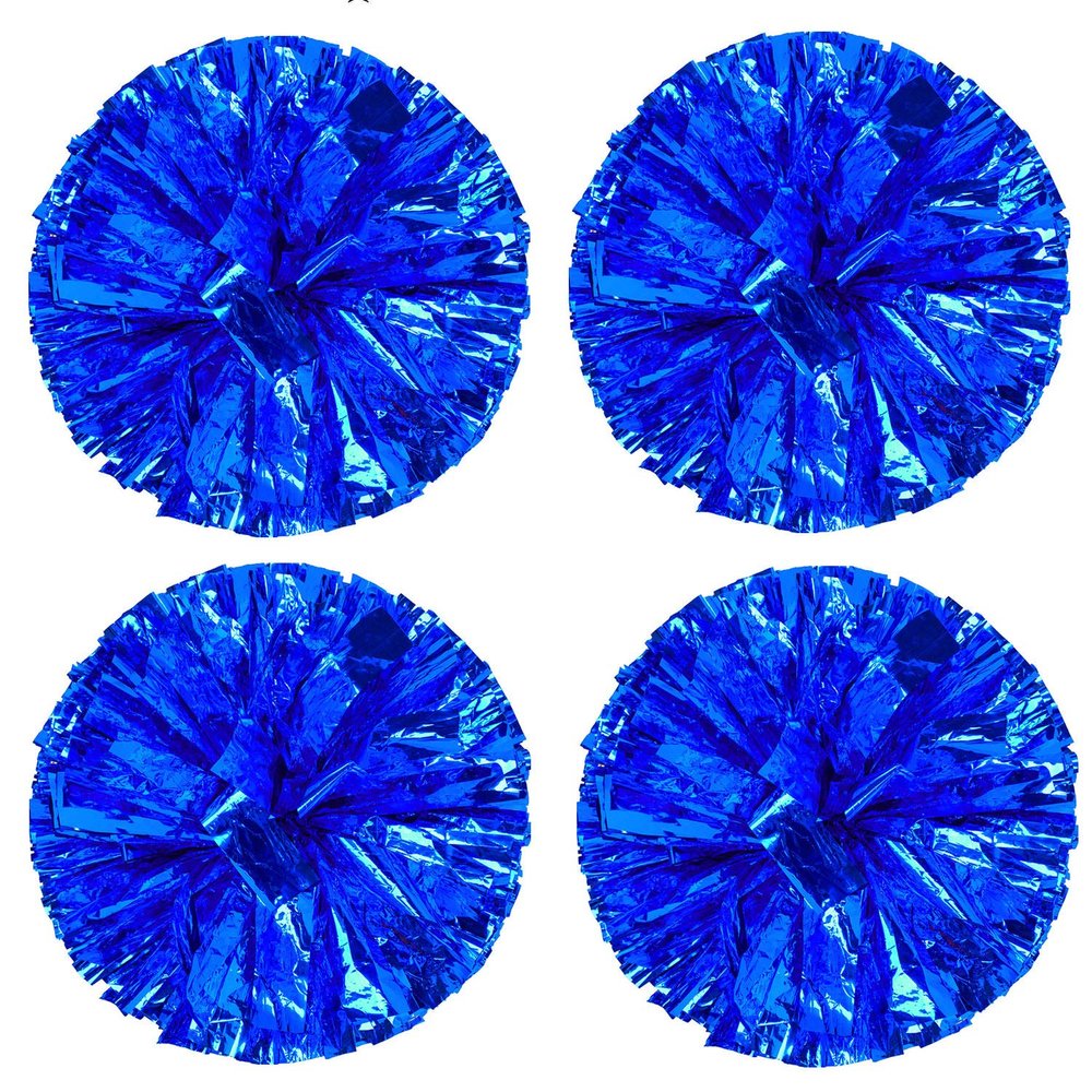 Hlonon 4 Pack Cheerleader Pom Poms Sports Dance Cheer Plastic Pom Poms Cheerleading for Sports Team Spirit Cheering(Blue,50g)