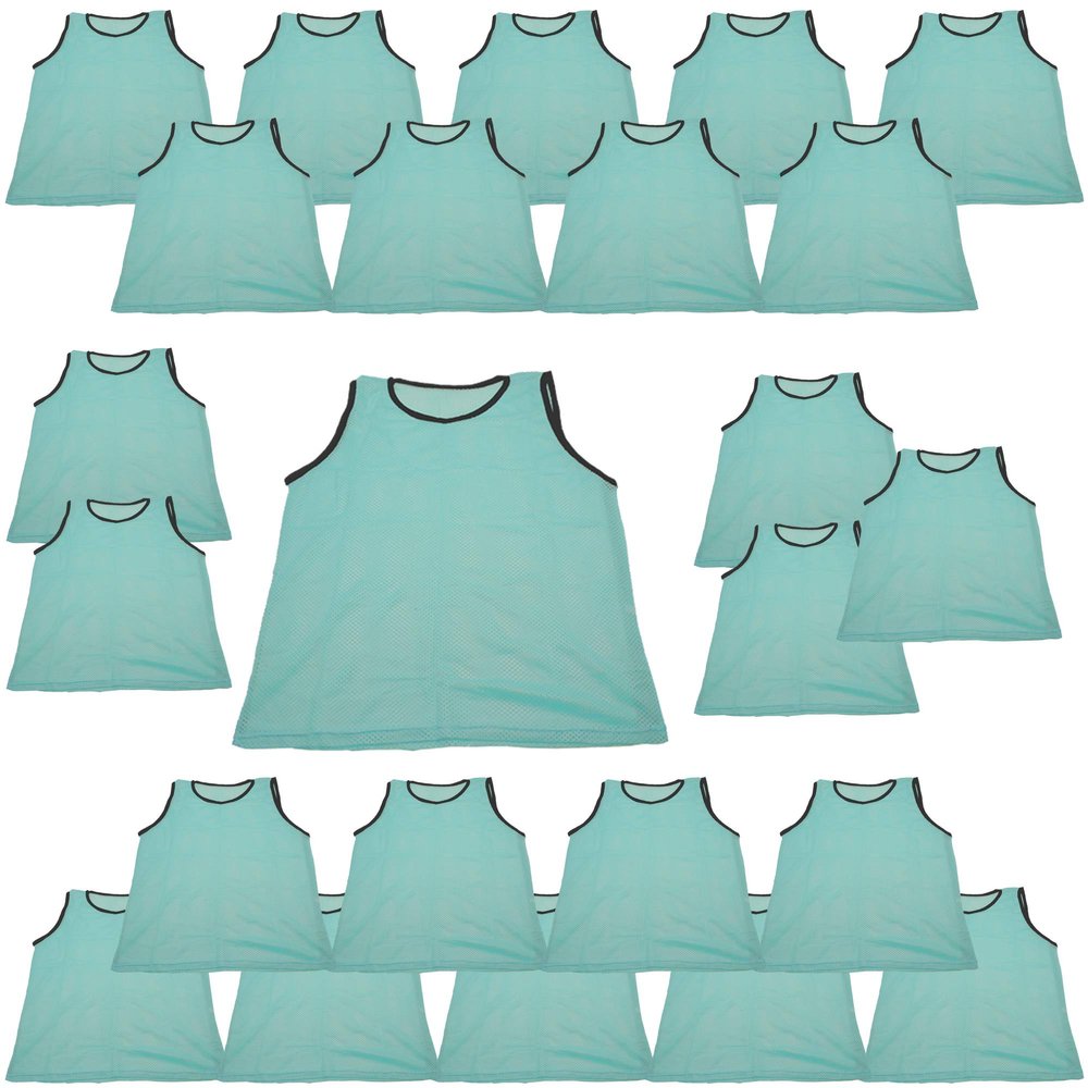 BlueDot Trading Youth Boys Girls Sports Scrimmage Pinnies Training Vest for team practice for Soccer, Lacrosse, and more, Sky Blue, Quantity 24 Pack