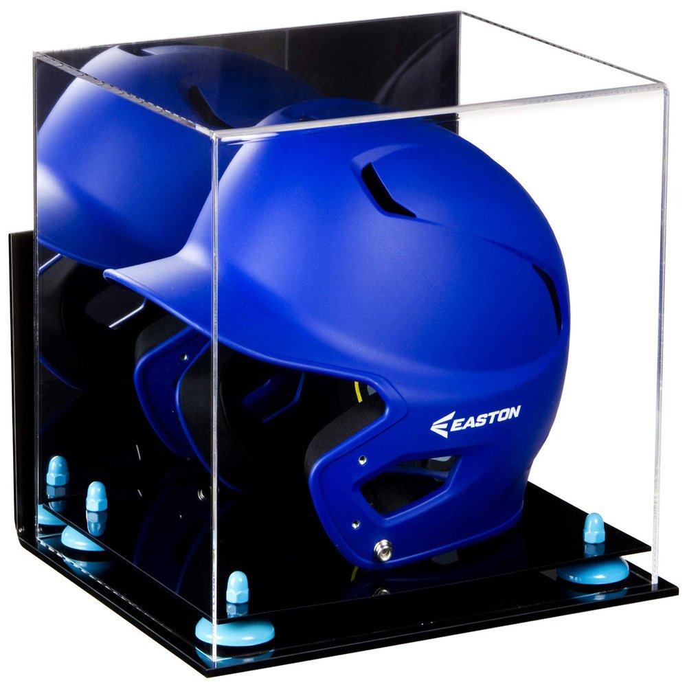 Acrylic Display Case for Baseball Batting Helmet Premium Baseball Display Case with Black Base and Polished Edges Durable Display Cases for Collectibles .Dim: 12.25" L x 10" W x 10.5" H (A012-BLR)