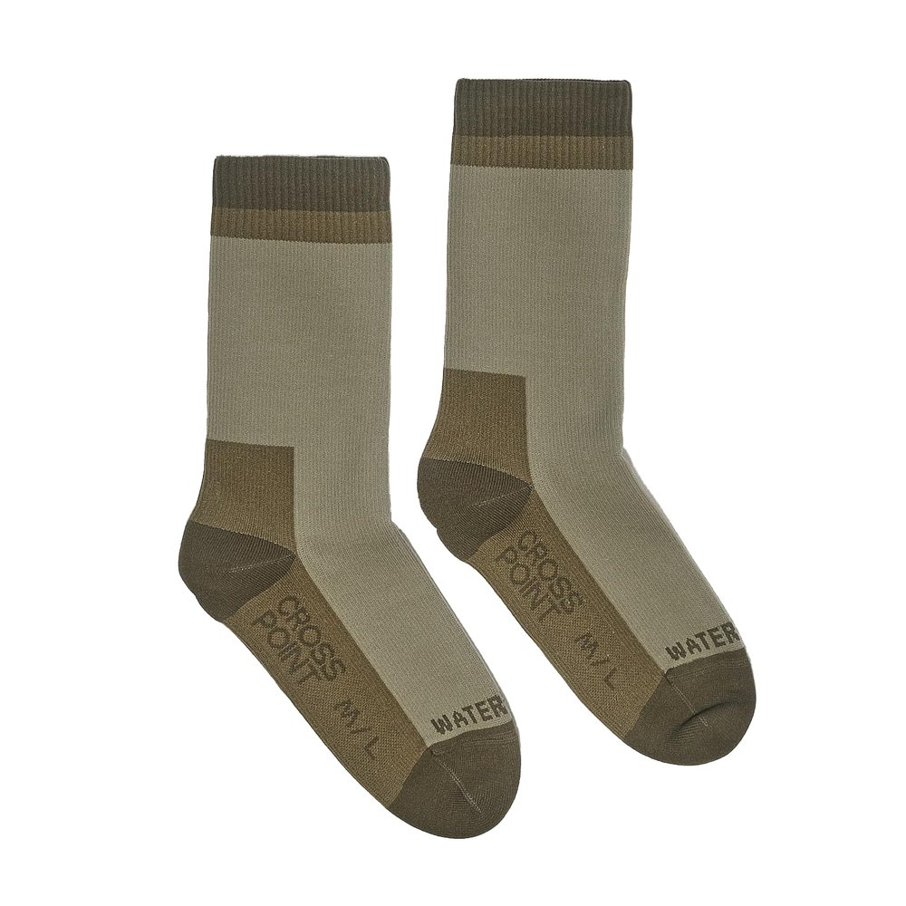 Showers Pass Cross Point Waterproof Mountain Socks - Breathable, Merino Wool, Mid-Calf, Cushioned Socks- Moss X-Large/XX-Large