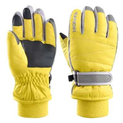 Azarxis Kids Winter Warm Gloves, Cold Weather Windproof Thermal Glove for Boys & Girls (Yellow, S)