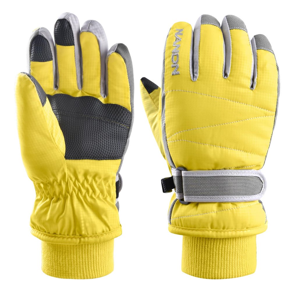 Azarxis Kids Winter Warm Gloves, Cold Weather Windproof Thermal Glove for Boys & Girls (Yellow, S)