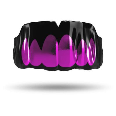 Impact Custom Professional All Sports Mouthguard Chrome Series (Black) Fuchsia Grill - Jiu Jitsu/Football/Lacrosse & More