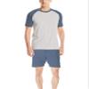 Hanes Men's Adult X-Temp Short Sleeve Cotton Raglan Shirt and Pants Pajamas Pjs Sleepwear Lounge Set - Oatmeal Heather (Medium) view 1