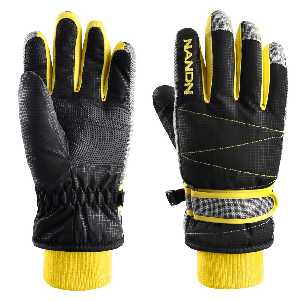 Azarxis Kids Winter Warm Gloves, Cold Weather Windproof Thermal Glove for Boys & Girls (Black, S)