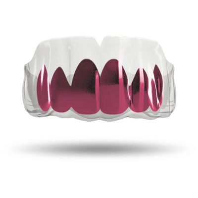 Impact Custom Professional All Sports Mouthguard Chrome Series (Clear) Dusty Pink Grill - Jiu Jitsu/Football/Lacrosse & More