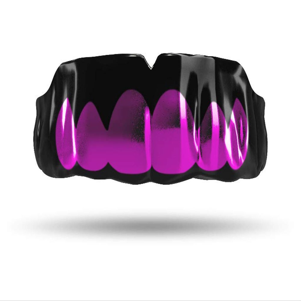 Impact Custom Professional MMA/Boxing/Muaythai Mouthguard Chrome Series (Black) Fuchsia Grill- Boxing MMA