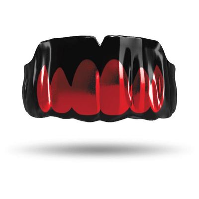 Impact Custom Professional MMA/Boxing/Muaythai Mouthguard Chrome Series (Black) Red Grill- Boxing MMA