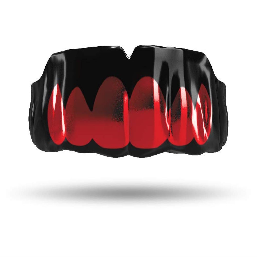 Impact Custom Professional MMA/Boxing/Muaythai Mouthguard Chrome Series (Black) Red Grill- Boxing MMA