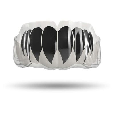 Impact Custom Professional All Sports Mouthguard Chrome Series (Clear) Black Fang - Jiu Jitsu/Football/Lacrosse & More