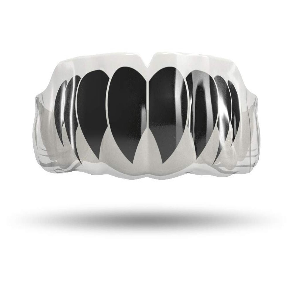 Impact Custom Professional All Sports Mouthguard Chrome Series (Clear) Black Fang - Jiu Jitsu/Football/Lacrosse & More